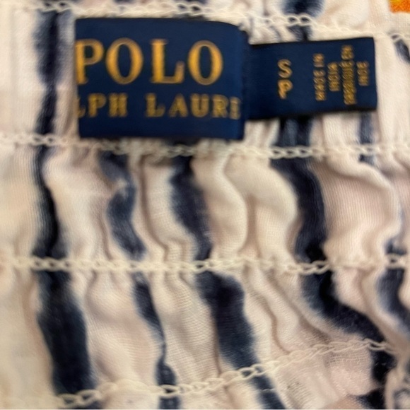 Women’s POLO by RALPH LAUREN Off Shoulder Blue White Striped Top - Picture 4 of 4
